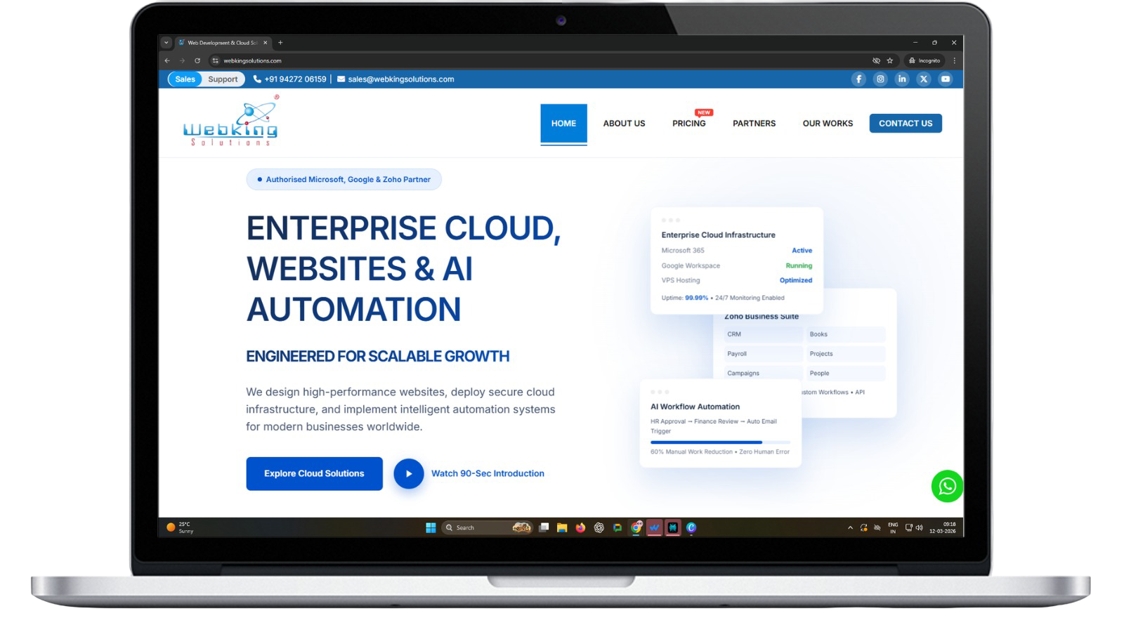 Website preview on laptop